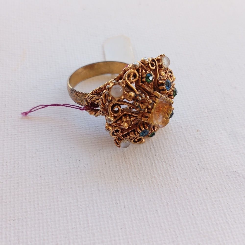 Florenza Vintage Gold Ring with Multicolor Gemstones